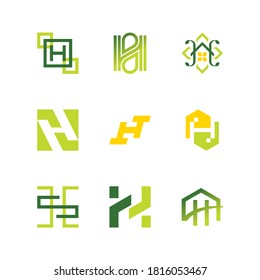 colección de logotipos de letra h con varios estilos y nichos