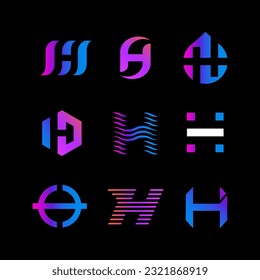 Letter H Logo collection. Vector deluxe, modern and tech H monogram.