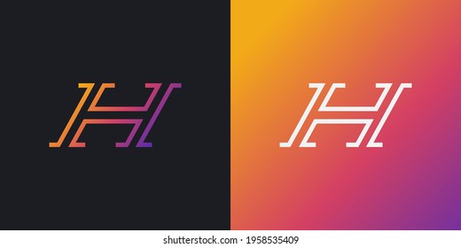 Letter H Logo in Colorful Gradient with Abstract Linear Concept