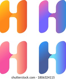 Letter H Logo. Colorful H Logo. Orange Blue Purple Pink Peach Modern Logo.