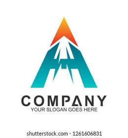 letter H logo combination with fast arrow launch