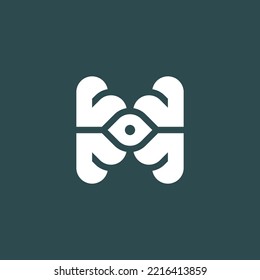 the letter H logo combined with the eye symbol. modern and unique letter H eye logo