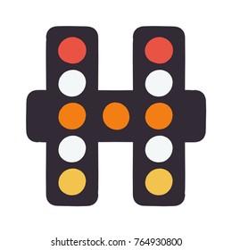 Letter H. Logo concept. Badge, mark, symbol, icon vector hand drawn illustration on white background.