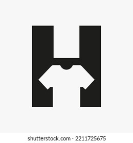 Logo-Konzept des Buchstaben H mit T-Shirt-Vektorvorlage für Kleidung und Kleidungsfashion-Zeichen