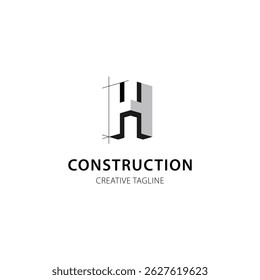 Letra H logotipo para empresa de construção e arquitetura. modelo de propriedade ilustração vetorial para sua marca.