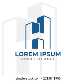 Logo de la letra H. Emblema de construcción. Logo de construcción o construcción. ilustración vectorial
