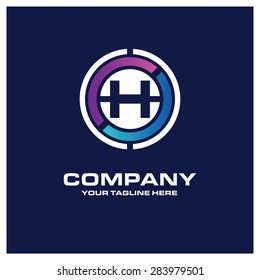Letter H logo - Creative Circle Logo - Place for Company name and tag line . Business Icon - vector illustration