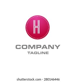 Letter H logo , creative Pink Fasihon circle , Elegant calligraphic , Company logo design . vector illustration