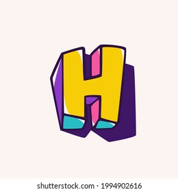 Letter H logo in cubic children style based on impossible isometric shapes. Perfect for kids labels, illusion branding, cute birthday posters etc.