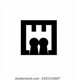 Letter H logo design with castle concept with human symbol.