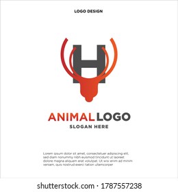 Logo des Buchstaben H. entwerfen Sie eine Kombination aus Buchstaben a und Hirschantler-Illustration in ein einzigartiges und einfaches Logo H. mit schwarz, rot, isoliert weiß.brand für Corporate und Grafik Design. moderne Vorlage.
