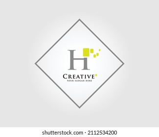 The Letter H Logo Design with a combination of green squares is suitable for your business brand.