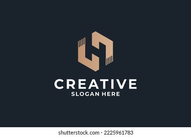Letter H logo design combine with creative Hexagon shape.