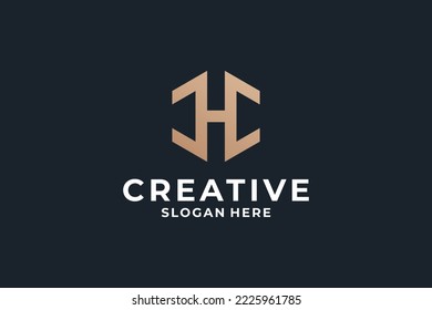 El diseño del logotipo de la letra H se combina con la forma creativa del hexágono.