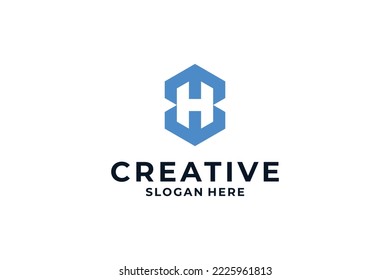 Letter H logo design combine with creative Hexagon shape.