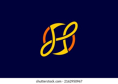 El diseño del logotipo de la letra h con el concepto de un icono de dos tonos combinado con un círculo