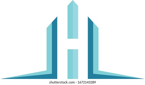 Letter H Logo design concepts - blue