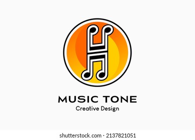 Letter h logo design with creative concept with tone icon element in circle. Vector premium