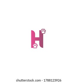 Letter H logo design Dog footprints concept icon illustration