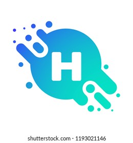 Letter H Logo Design Dot Gradient Abstract Shape