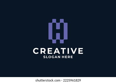 letter H logo design. dot, fast, connection, digital concept.