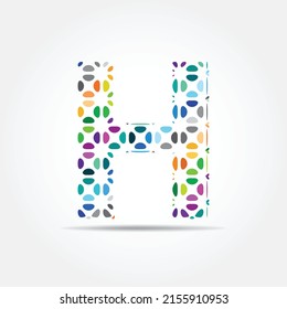 Logo-Design von Letter H. Dots-Logo, gepunktete Form, Logo, Vektordesign. Farbiges Logo des H-Buchstabens im Stil eines Blumenalphabetentums
