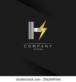 letter H logo design, Electrical Bolt Logo Vector
