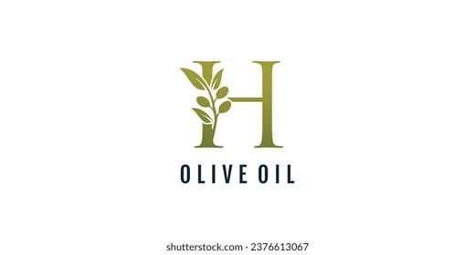 Letter H logo design element vector with olive concept