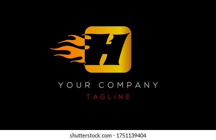 Letter H Logo Design, With Fire, Blaze, Flame Icon H