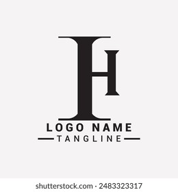 letter "H" logo design is flat, monochrome, geometric, simple, unique style, black and white, no gradient