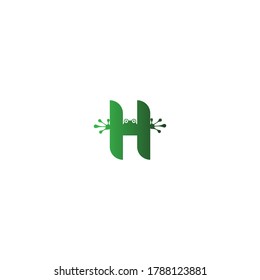 Letter H logo design frog footprints concept icon illustration