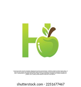 Letter H logo design with fruit template fresh logo Premium Vector