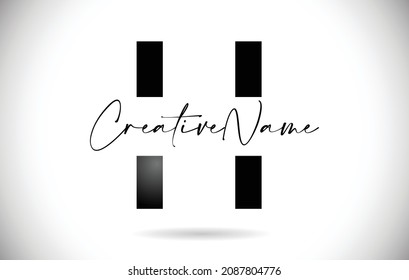Letter H logo Design with Handwritten Name and Black Colors. Creative H letter Icon Vector for personal Logo Branding