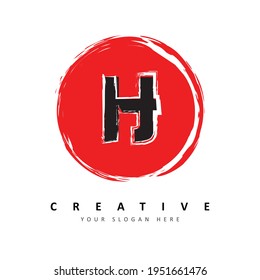 Letter H Logo Design With Japanese Style Vector Illustration