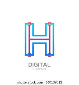 Letter H Logo Design, Linked shape square, Technology and digital, Connection vector logotype