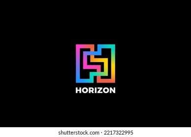 Letter H Logo Design Loop Infinite vector template Colorful Linear style. Monogram Logotype Looped Infinity Line shape concept icon.