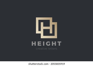 Letter H Logo design Luxury Fashion Elegant vector template Square shape style.