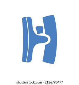 Diseño del logotipo de la letra 'H' principalmente para logotipos médicos. se utiliza la médula espinal y la letra "H". Color azul para representar la salud así como la confianza.