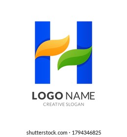 letter h logo design, modern 3d logo style in gradient vibrant colors
