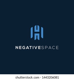 Letter H logo design with negative space