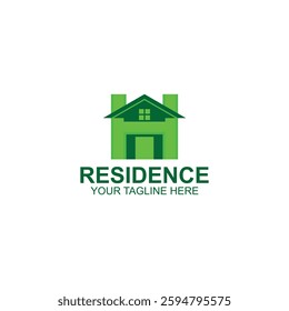 letter h logo design for residence with creative illustration