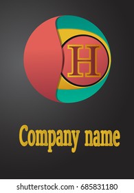 Letter H Logo Design, round shape. company logo and emblem. H alphabet. colorful.