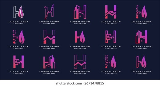 Letter H logo design set template