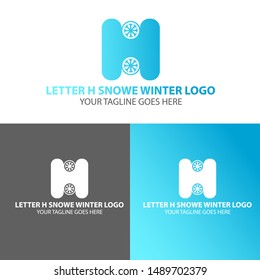 Letter H Logo Design With Snow icon. Modern Logo  Design. 