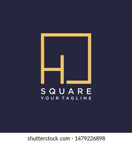 letter H Logo design with square frame line art. business consulting concept. studio icon - vector