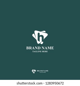 letter H logo design template with blunt triangles