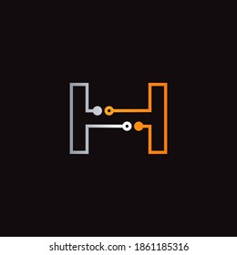 Letter H logo design template, Abstract tecnology dot connection vector design
