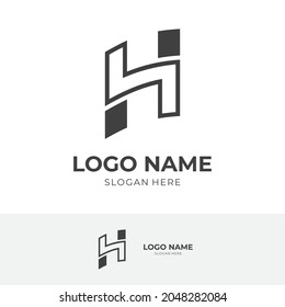 letter H logo design template concept vector with flat black color style