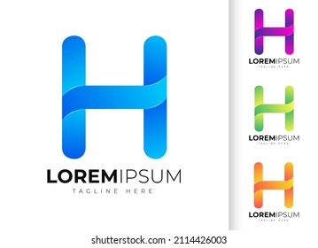 Letter h logo design template. Creative modern trendy h typography and colorful gradient