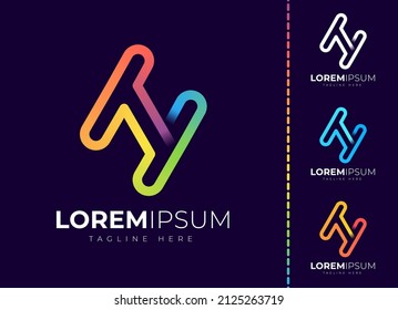 Letter h logo design template. Creative modern trendy h typography and colorful gradient.